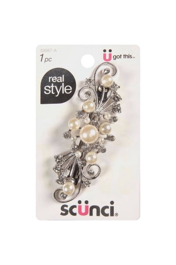 Conair Scunci Real Style Hair Barrette with Rhinestones (Pack of 6)