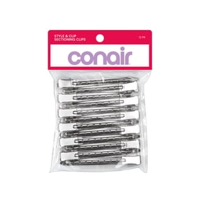 Conair Section & Set Styling Clips, Silver Metal, 12 Count