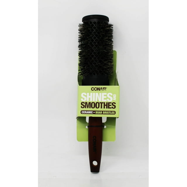 Conair Ceramic Wood Medium Thermal Boar Round Brush Black