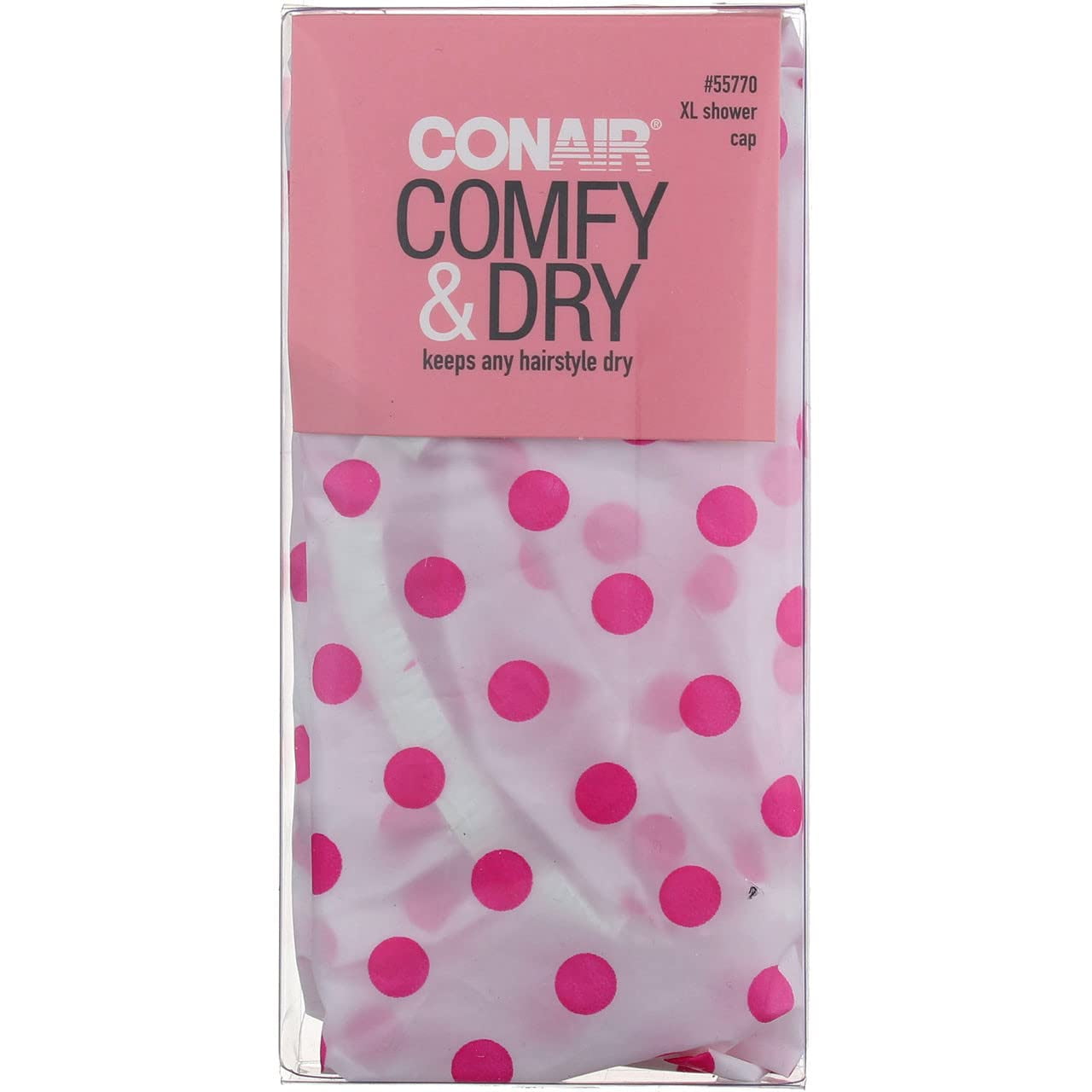Extra Large Pink Polka Dot Waterproof Shower Cap