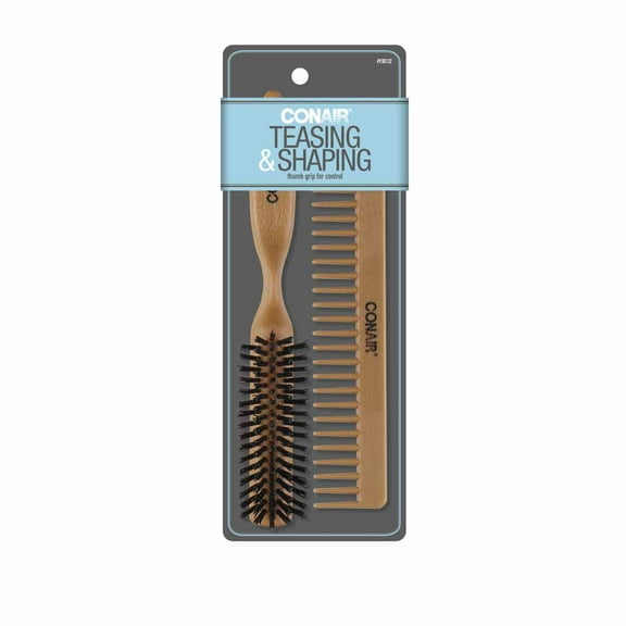 Conair Simulated Wood Thumb Grip Nylon Volume Comb Set