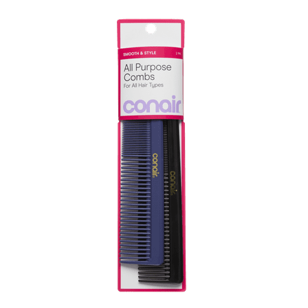 Conair 2-Pack Dressing Combs, Dual-Tooth Design for All Hair Types, Styling & Detangling Essential