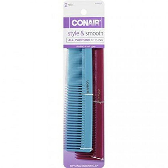 Conair Smooth & Style All-Purpose Combs for Everyday Use Colors Vary (Pack of 3)