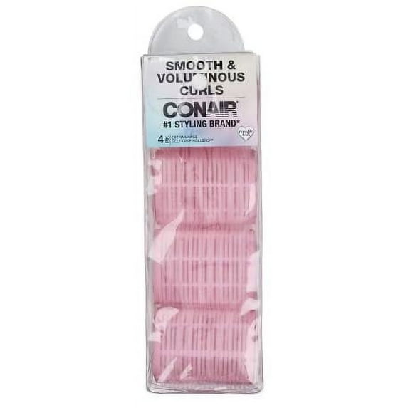 Conair Smooth & Voluminous, Self Grip Curls Rollers, Extra Large, Pink, 4 Count