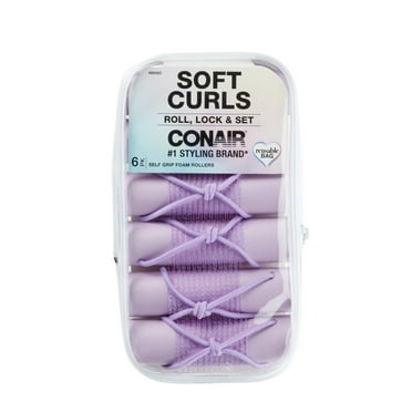 Conair Soft Curls Self Grip Foam Hair Rollers, Purple, 6 Count