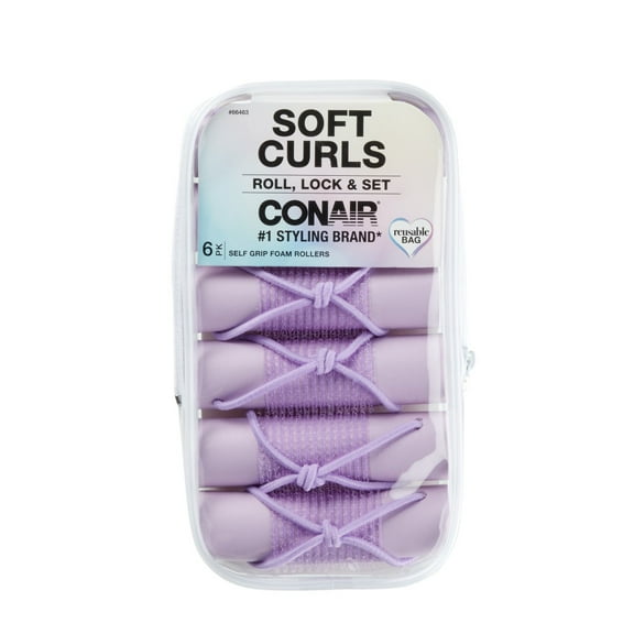 Conair Soft Curls 6-Pack Self-Grip Foam Rollers with Loop Closures