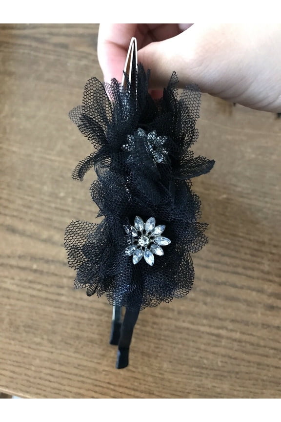 Sophisticates Metal Black Flower Crystal Headband