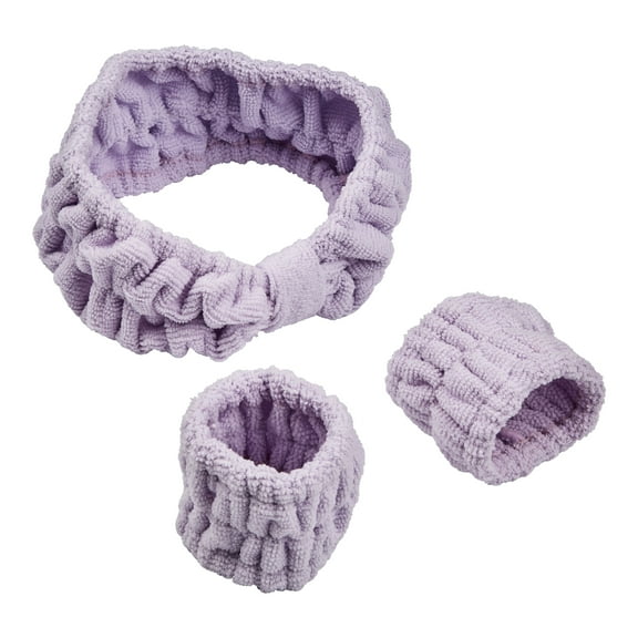 Conair Microfiber Spa Headwrap and Wristband Set for Face Care and Beauty Routines