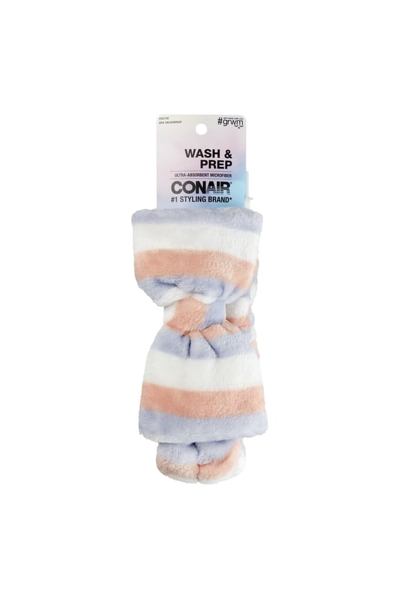 Striped Spa Headwrap with Bow for Face Washing and Beauty Routines
