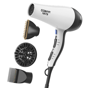 Conair Style & Shine Hair Dryer, 1875 Watts, Diffuser, Concentrator & Detangler Attachments