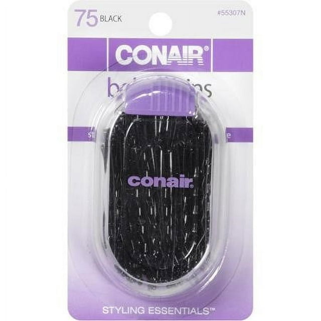 Conair Styling Essentials Bobby Pins, Black, 75 count