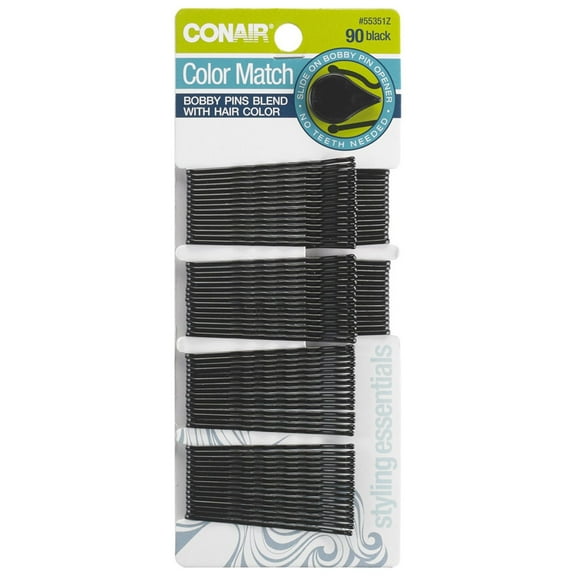 Conair Styling Essentials Bobby Pins  Black (Pack of 18)