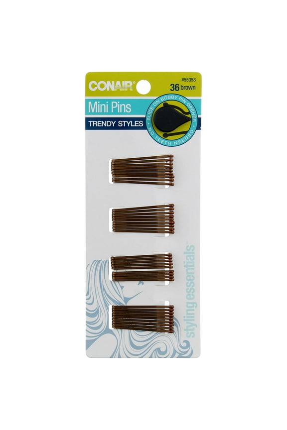 Styling Essentials Secure Hold Mini Bobby Pins, Brown 36 ea (Pack of 2)