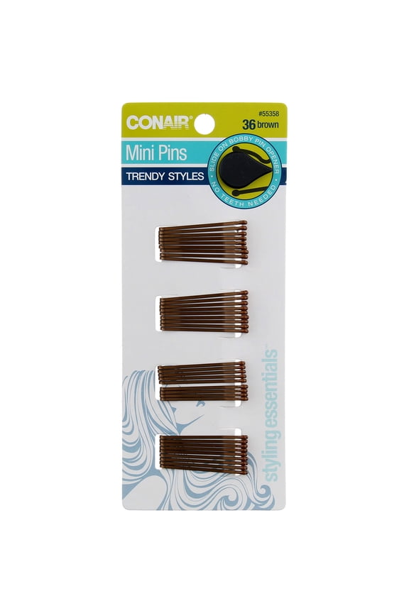 Styling Essentials Secure Hold Mini Bobby Pins, Brown 36 ea (Pack of 3)
