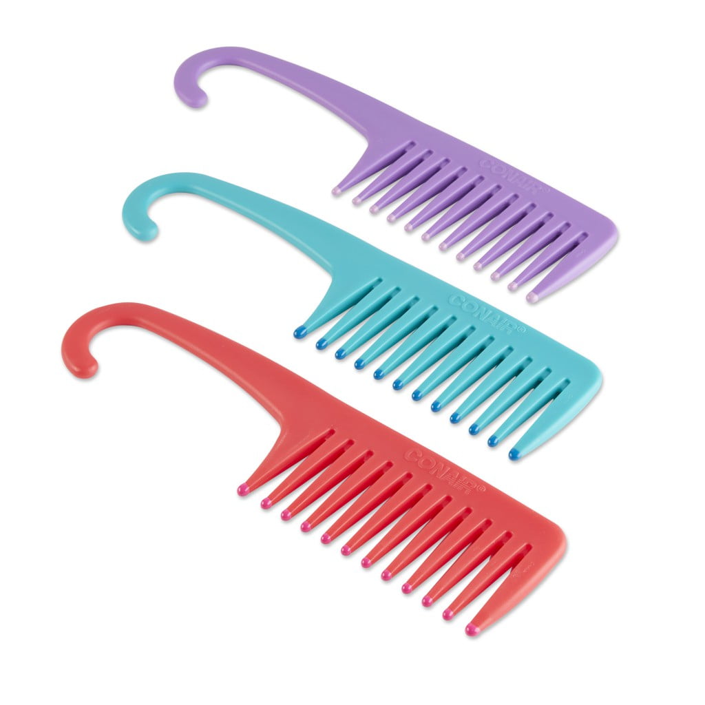 Conair Detangle & Smooth Hanging Shower Comb for Wet Hair with Easy Grip Handle, Colors Vary