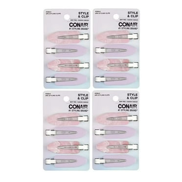Conair Styling Hair Clips, No Bend No Crease Hair Clips, Styling Duck Bill Clips, Pink & Purple, 8 Count, Pack of 4