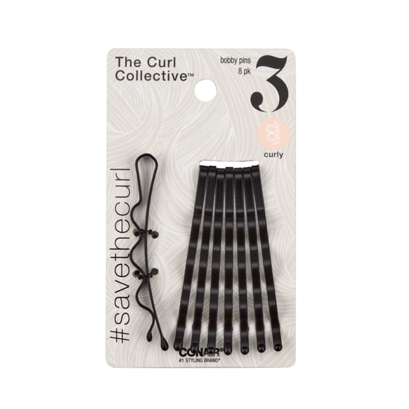 Conair THE CURL COLLECTIVE Bobby Pins for Curly Hair, 6.5 cm, 8 Count