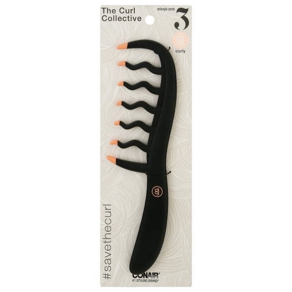 Conair THE CURL COLLECTIVE Coily Hair Comb, Black, 1 Count