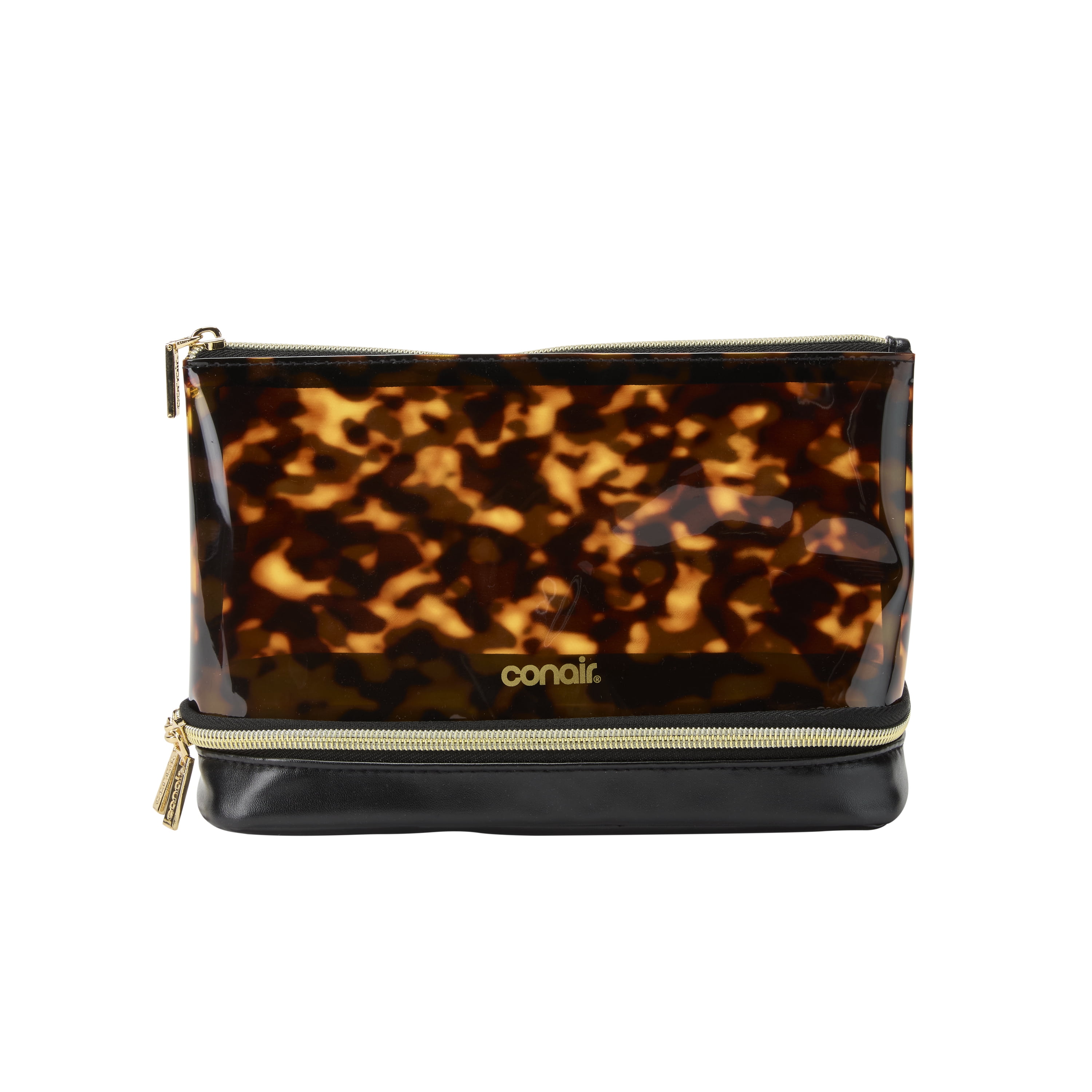 Conair PVC Tortoise Clutch, Travel-Ready Beauty Organizer with 2-Tone Design, 1 Count