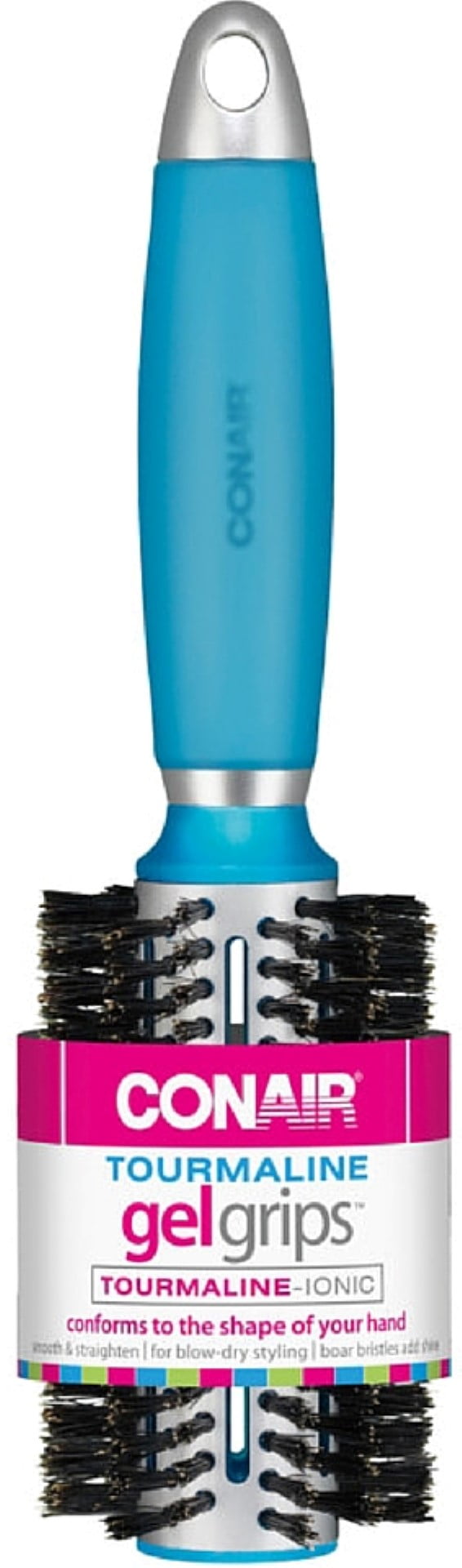 Conair Tourmaline Gel Grips Medium Boar Bristle Round Brush, Colors May