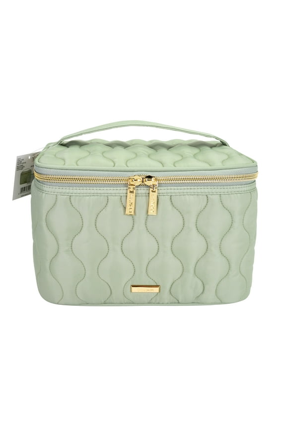 Train Case Quilt 2pc Sage Green Cosmetic Bag