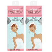 Conair Twist & Wrap Cotton T-Shirt Towel for Enhancing Shine and Maintaining Curls, Ultra-Absorbent, Frizz-Free Results Pack of 2