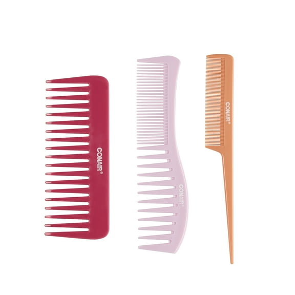 Conair Unbreakable 3-Piece Styling Comb Set, Wide-Tooth Lift & Detangle Plus Tail Comb