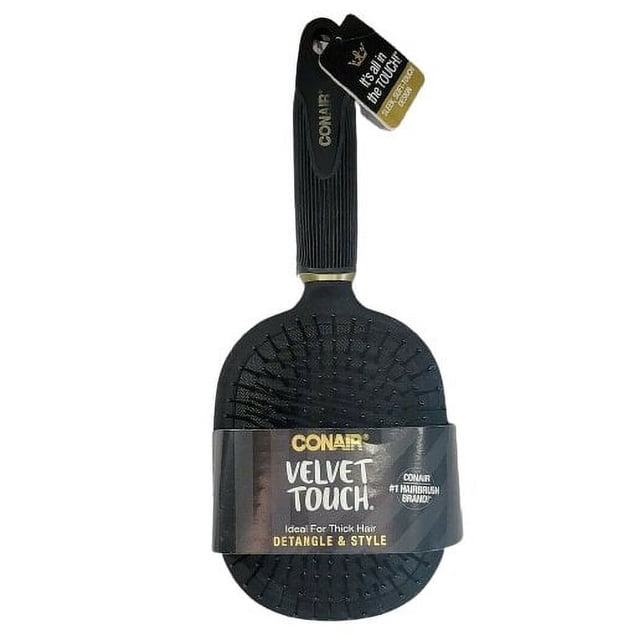 Conair Velvet Touch Detangle & Tangle Paddle Hair Brush Black