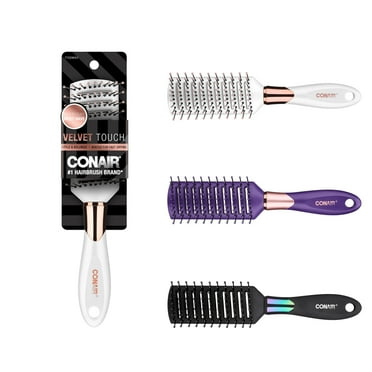 Conair Velvet Touch Nylon Bristles Vented Hair Brush, Multicolor
