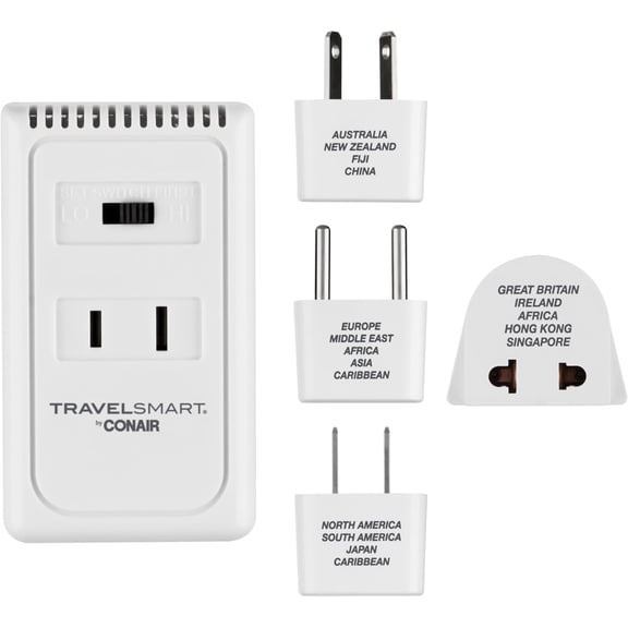 Conair Voltage Converter and Universal Travel Adapter, European Travel Plug Adapter, Univerasal Adapter Plug Converter for Travel, 6 Piece Set