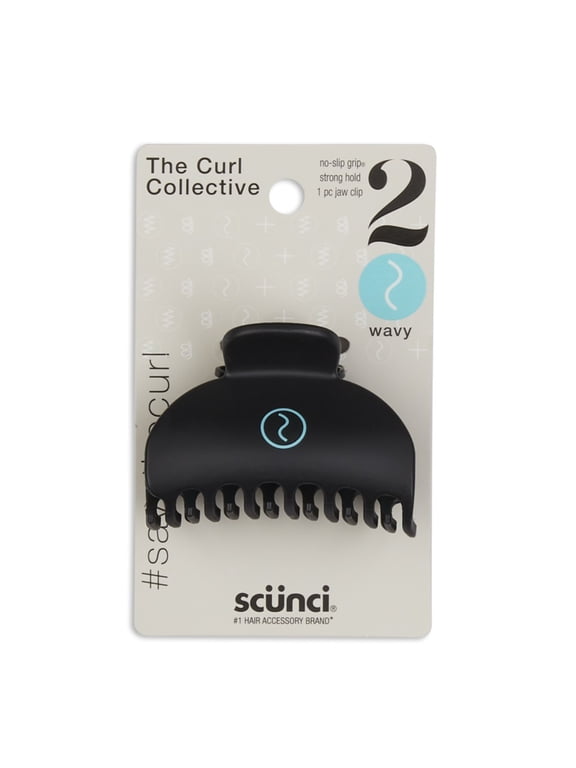 Wavy Hair Claw Clip, Black, 1 Count