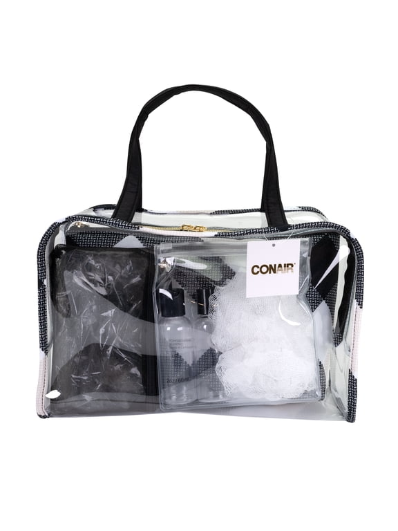 Weekender 7pc Black Plaid Cosmetic Bag