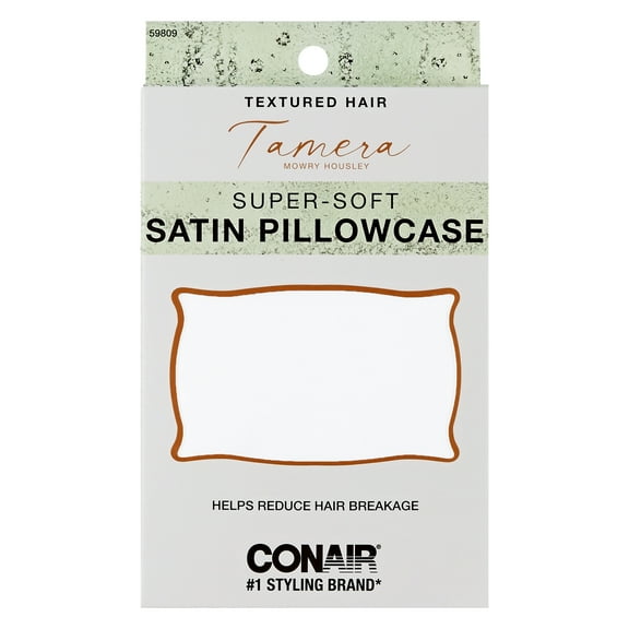 Conair x Tamera Mowry Housley Satin Pillowcase, White, 1 Count