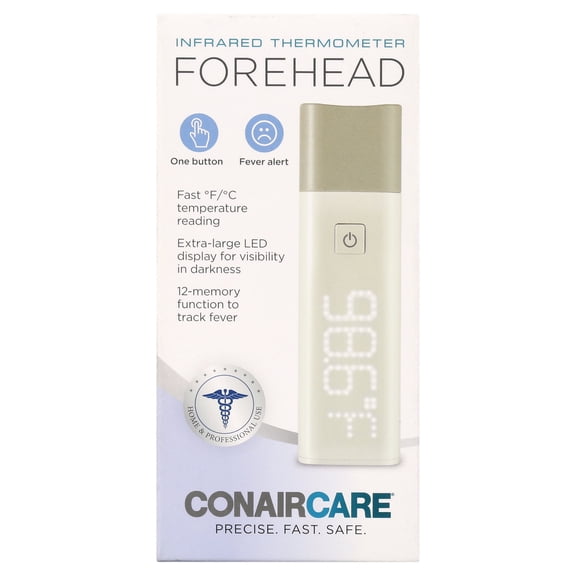 ConairCare Infrared Forehead Thermometer, Extra-Large LED Display, 12 Memory