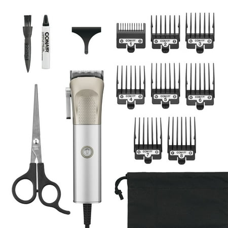 ConairMAN Metalcraft Hair Clippers for Men, 13-Piece Home Hair Cutting Kit with High Performance Professional MetalCraft Clipper HC6000