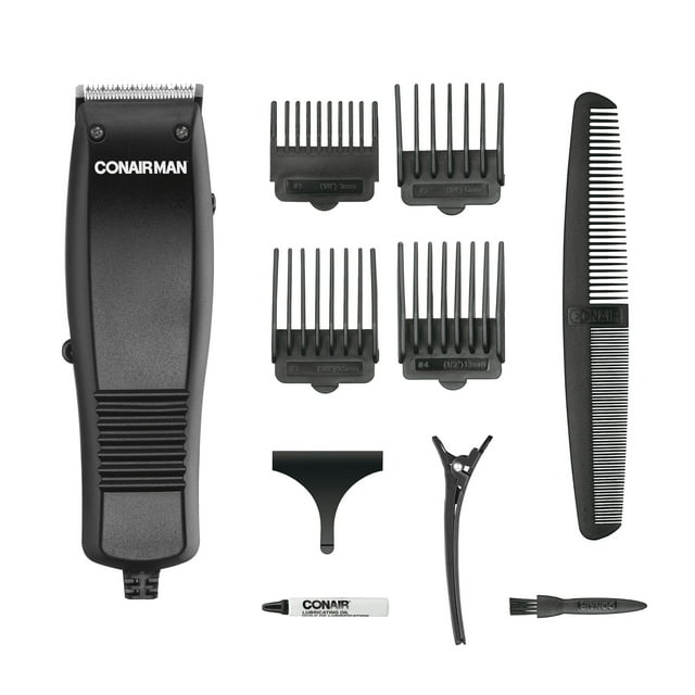 ConairMAN Professional Men's Haircut Kit, 10 Piece Kit with Basic Clipper, Guide Combs