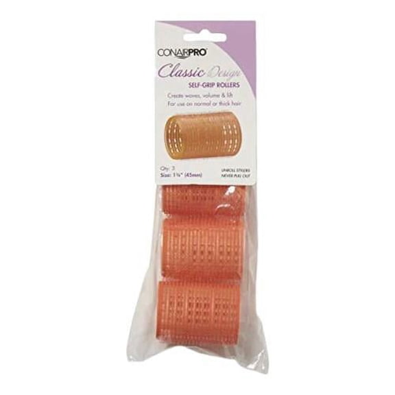 ConairPRO Classic Design, Self-Grip 1 3/4" Hair Rollers, Salmon, 3-Pieces