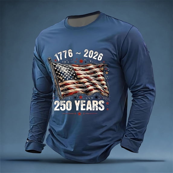 Conairie 250 Anniversary USA Shirt For Men American Flag Print Crew ...