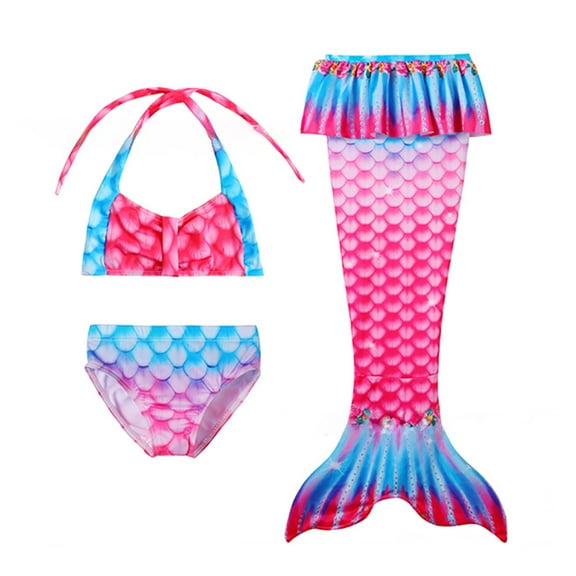 Conairie 3 Piece Girl Swimsuit Set Flounce Ruffle Bikini Top With Shorts Cover Up Skirt Sets Summer Beach Swimwear Red