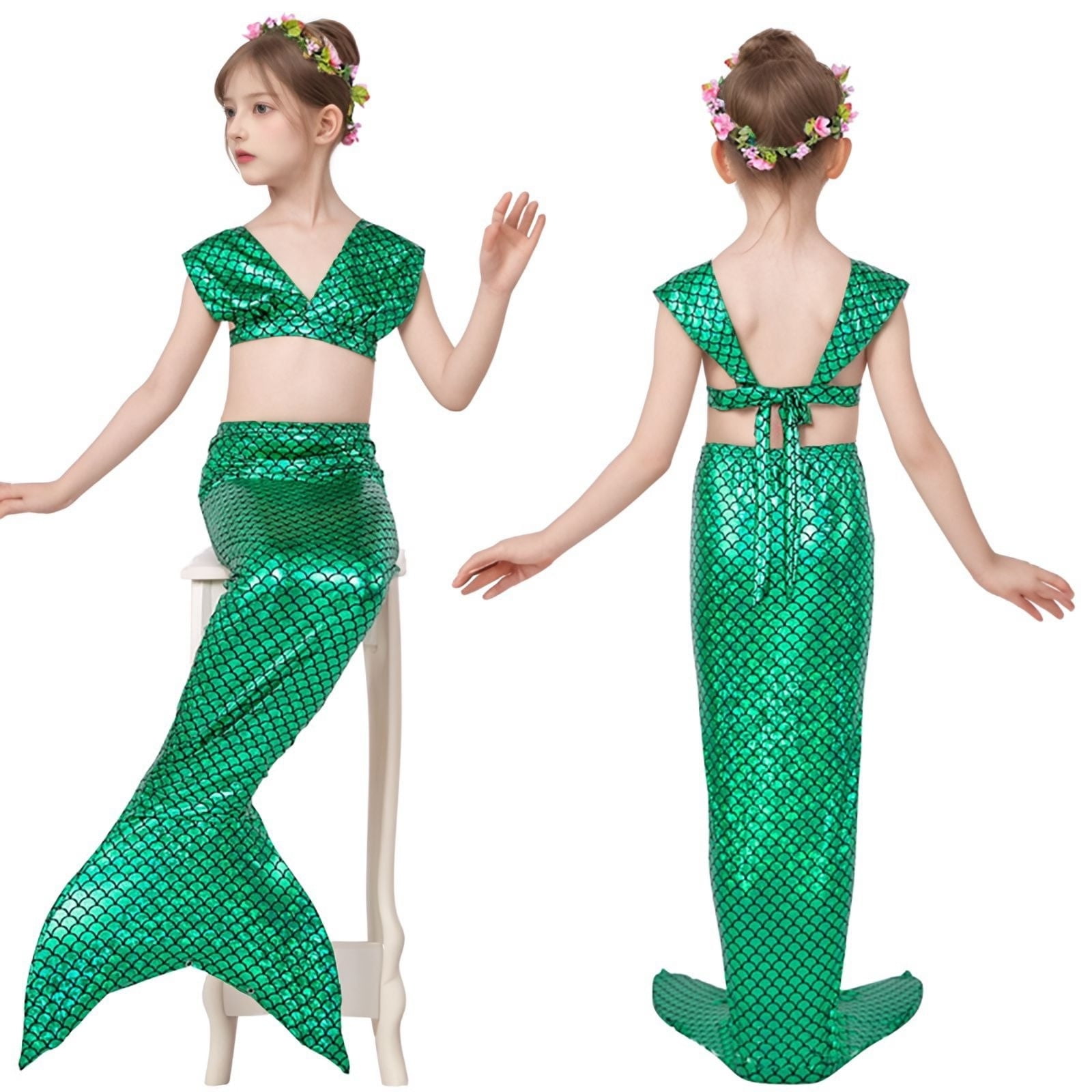 Conairie 3 Piece Girls Swimsuit Set Flounce Ruffle Tankini Top With ...