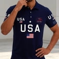thumbnail image 1 of Conairie 4th of July Polo Shirts For Mens American Falg Print Button Stand Collar Patriotic Golf Shirt Short Sleeve Basic Work Tee Vacation Clothes Dark Blue L, 1 of 4