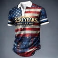 thumbnail image 1 of Conairie 4th of July Polo Shirts For Men Button Stand Collar Short Sleeve Patriotic Golf Shirt American Falg Print Blouses Pullover Outfits Blue M, 1 of 3