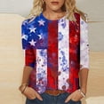 thumbnail image 1 of Conairie 4th of July Shirt Women Loose Crew Neck 3/4 Sleeve Patriotic T Shirts With American Falg Print Basic Work Tee Vacation Clothes Red S, 1 of 7