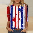 thumbnail image 1 of Conairie 4th of July Shirt Women Loose Crew Neck 3/4 Sleeve Patriotic T Shirts With American Falg Print Basic Work Tee Vacation Clothes Red XXXXL, 1 of 7
