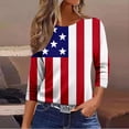 thumbnail image 1 of Conairie 4th of July T Shirt Women Crew Neck Loose 3/4 Sleeve Patriotic Shirts With Flag Stars Stripes Holiday Commemorative Tops Red L, 1 of 6