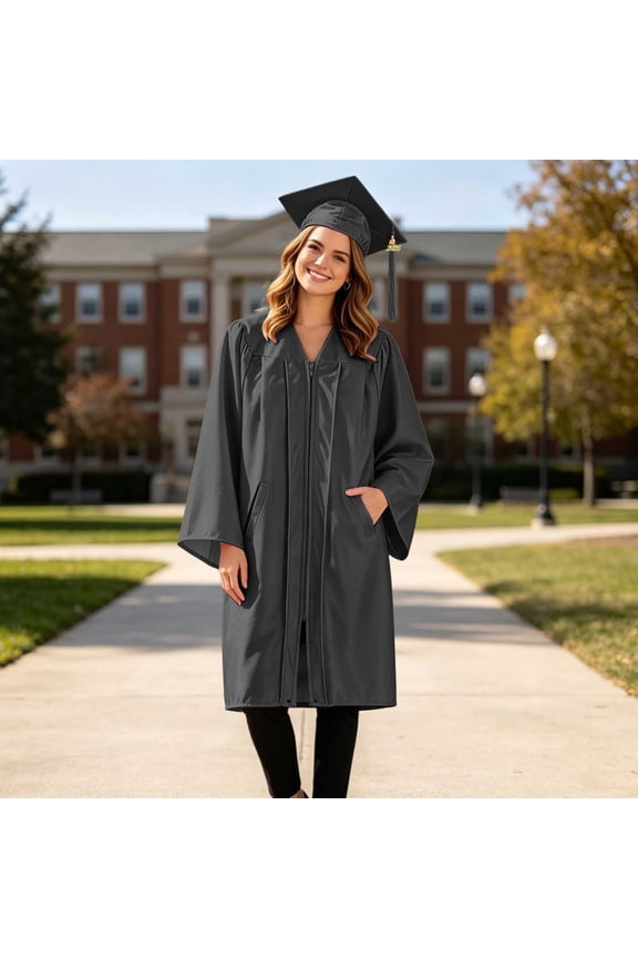 Adult Unisex 2 Pieces Graduation Cap and Gown with Tassel Set for High School and University Black XXXL
