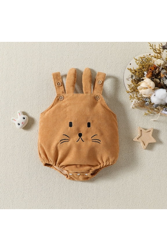 Baby Boys Easter Outfits Set One Onesie Cartoon Print Sleeveless Bodysuit My First Easter Baby Boy Clothes Brown 6-12 M