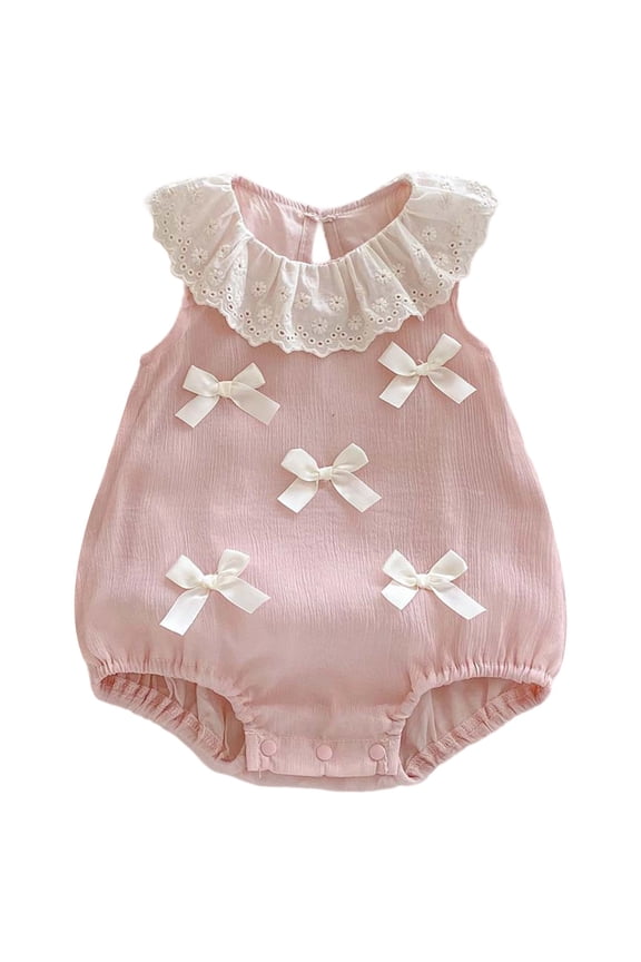 Baby Girls Bodysuit Onesie Solid Color Sleeveless Jumpsuit Cute Soft Breathable Clothes Pink 3-6 M
