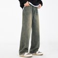 thumbnail image 1 of Conairie Baggy Jeans for Men Elastic Waist Denim Pants Fashion Comfort Street Outdoor Hiking Pants With Pocket Blue XXXL, 1 of 7