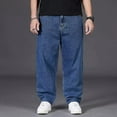 thumbnail image 1 of Conairie Baggy Jeans for Men Straight Elastic Waist Denim Pants Solid Color Casual Outdoor Hiking Pants with Pocket BU2 33, 1 of 8